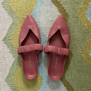 Stuart Weitzman Pointed Toe Flat Mule Ballet Ruching 8